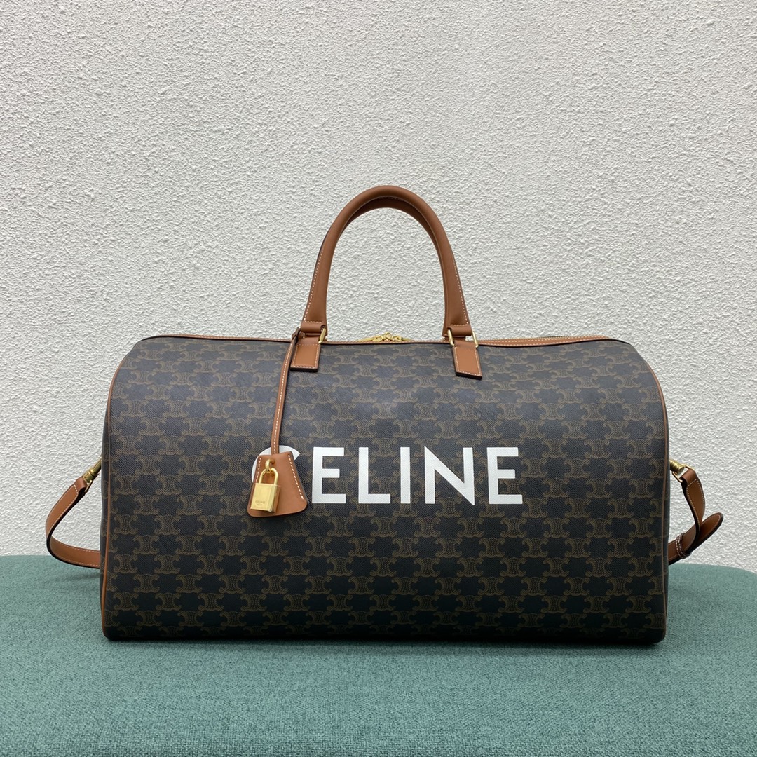 1:1 Replica Celine Large Voyage Bag In Triomphe Canvas With Celine Print Tan For Women 20in/50cm 191472BZK.04LU