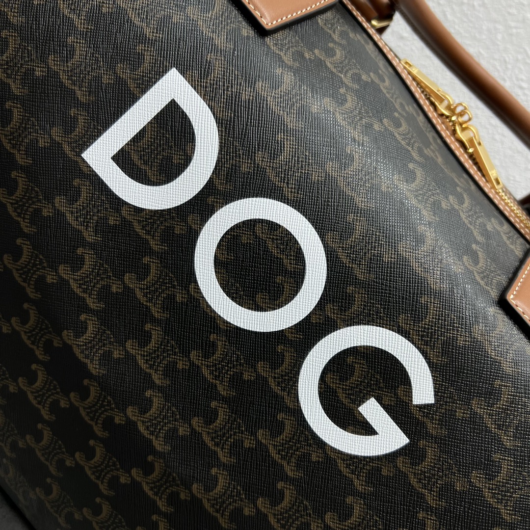 1:1 Replica Celine Large Voyage Bag In Triomphe Canvas With Dog Print Tan For Women 20in/50cm - Image 2