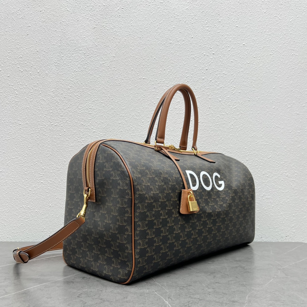1:1 Replica Celine Large Voyage Bag In Triomphe Canvas With Dog Print Tan For Women 20in/50cm - Image 3