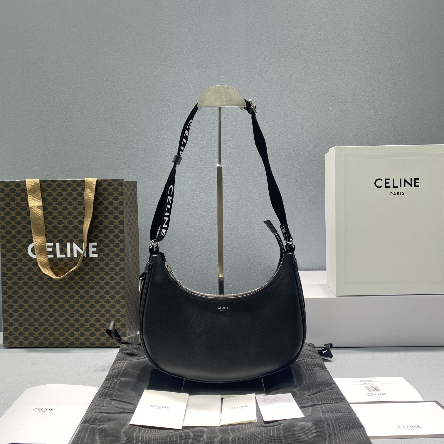 1:1 Replica Celine Medium Ava Bag With Celine Strap Black For Women 9in/23cm - Image 2