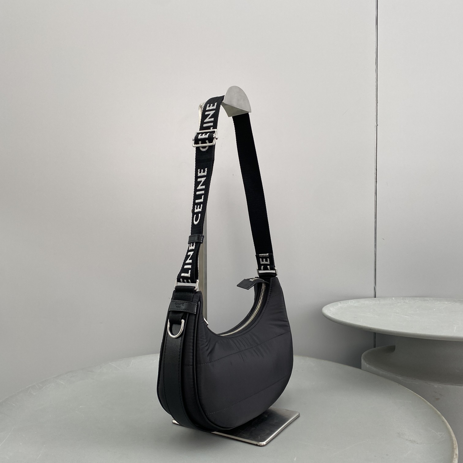 1:1 Replica Celine Medium Ava Bag With Celine Strap In Quilted Nylon Black For Women 9in/23cm 196972DLI.38SI - Image 6