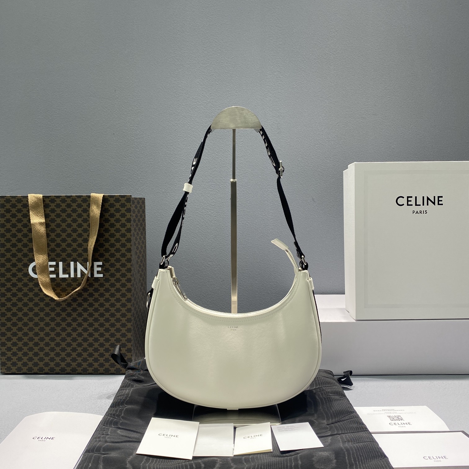 1:1 Replica Celine Medium Ava Bag With Celine Strap White For Women 9in/23cm - Image 3