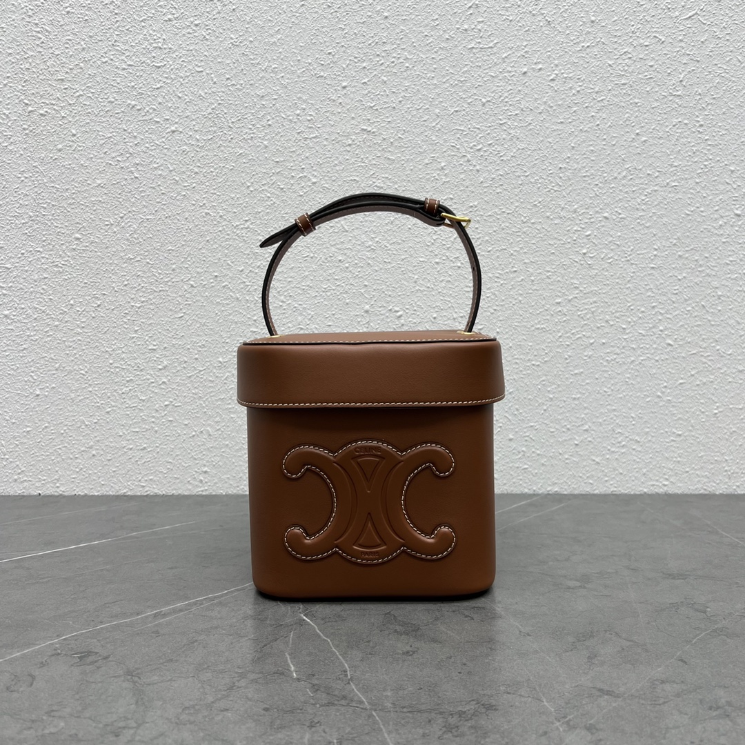 1:1 Replica Celine Medium Box Cuir Triomphe Tan For Women 6in/16cm 199253DU3.04LU