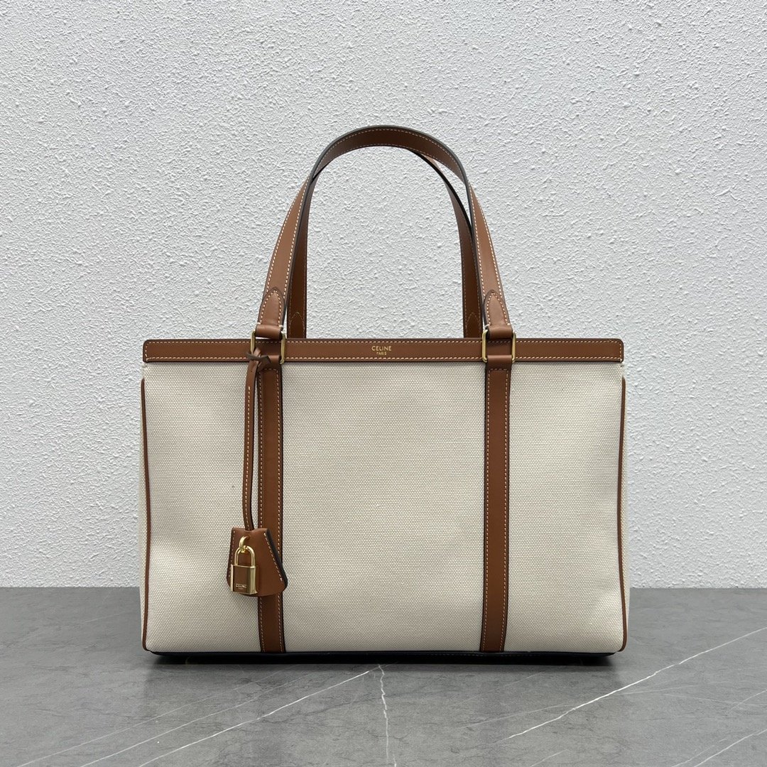 1:1 Replica Celine Medium Cabas 16 In Textile Natural / Tan For Women 16in/40cm 197332DUH.02NT