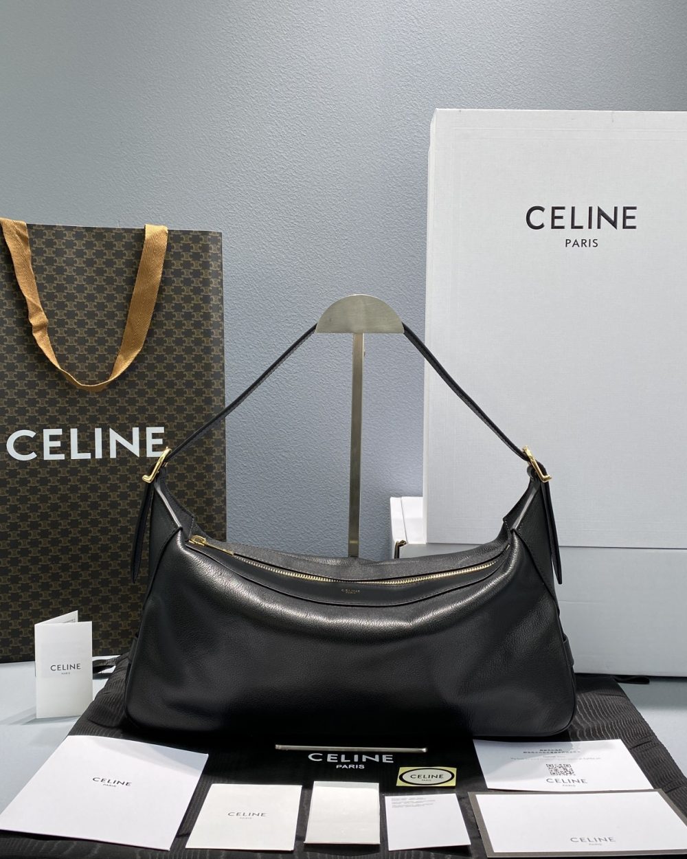 1:1 Replica Celine Medium Romy In Supple Black For Women 13in/34cm