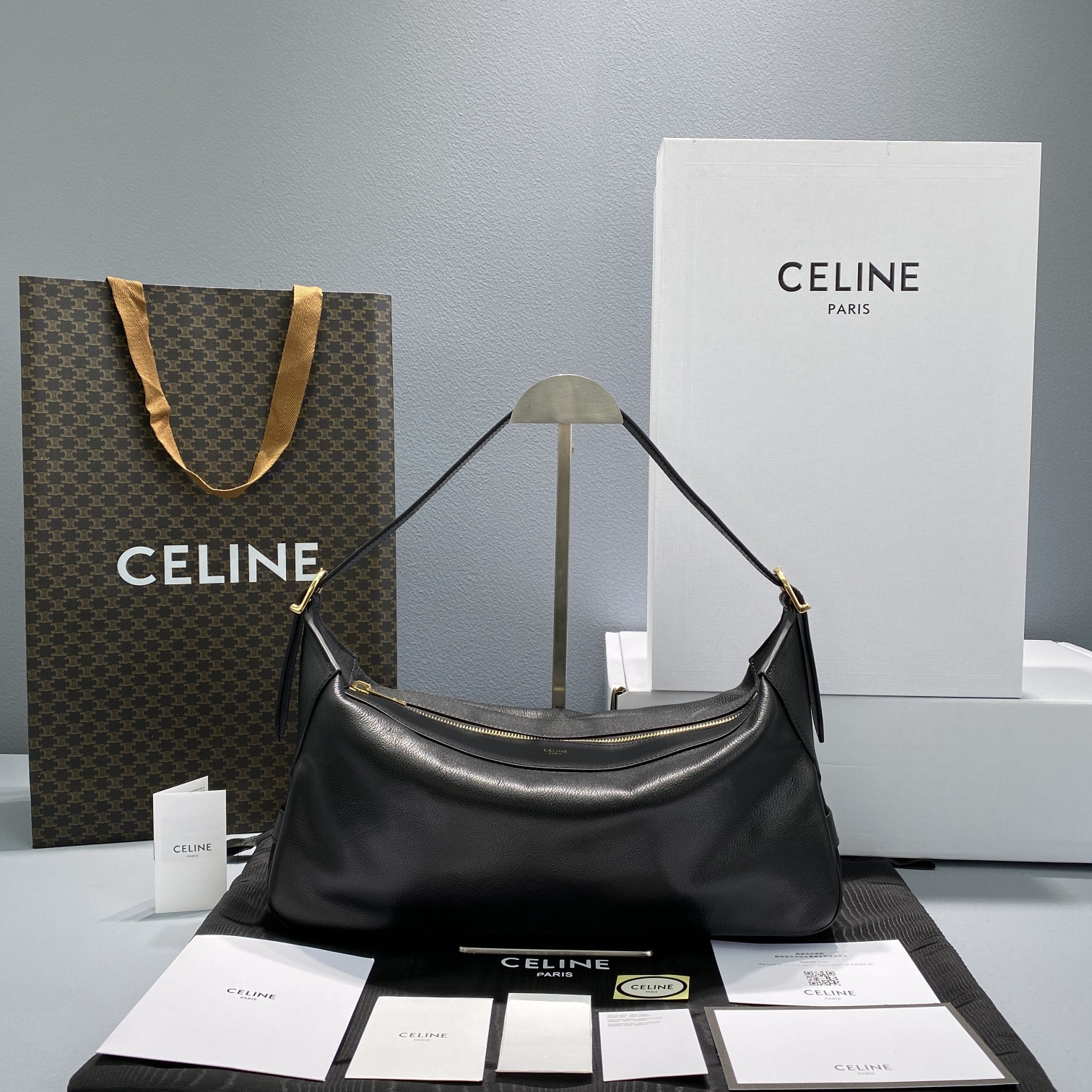 1:1 Replica Celine Medium Romy In Supple Black For Women 13in/34cm