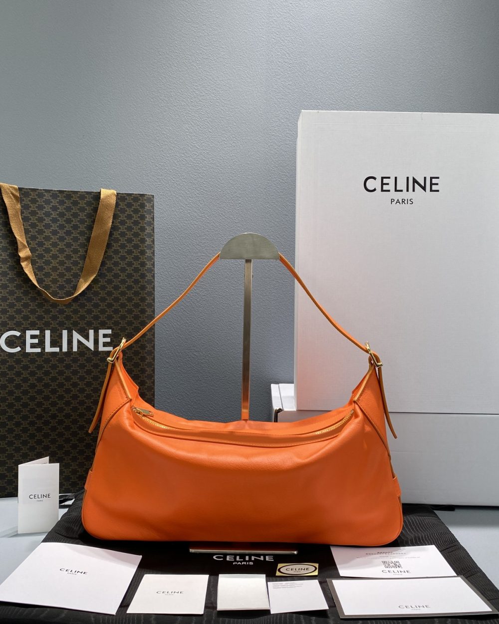 1:1 Replica Celine Medium Romy In Supple Orange For Women 13in/34cm