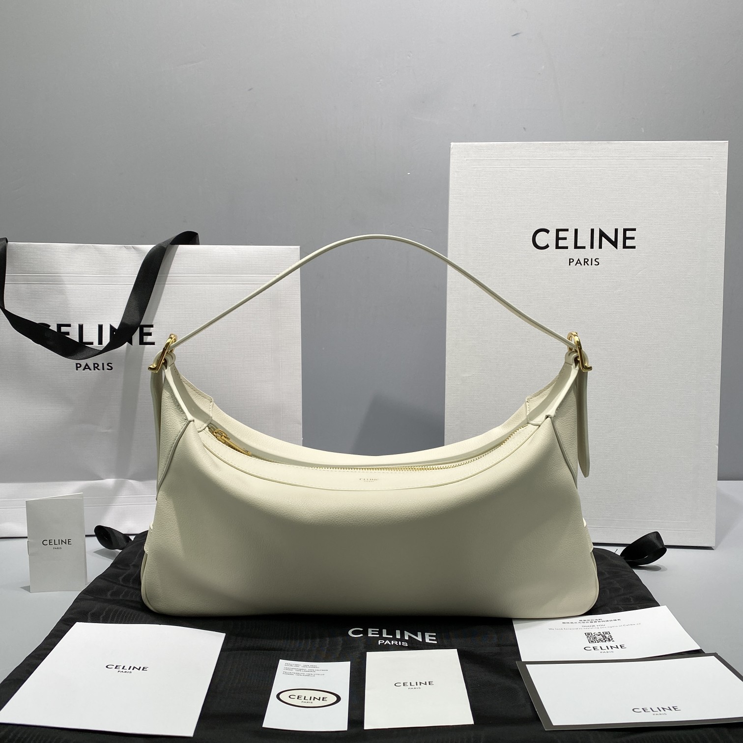 1:1 Replica Celine Medium Romy In Supple White For Women 13in/34cm 197443DPJ.01RC - Image 8