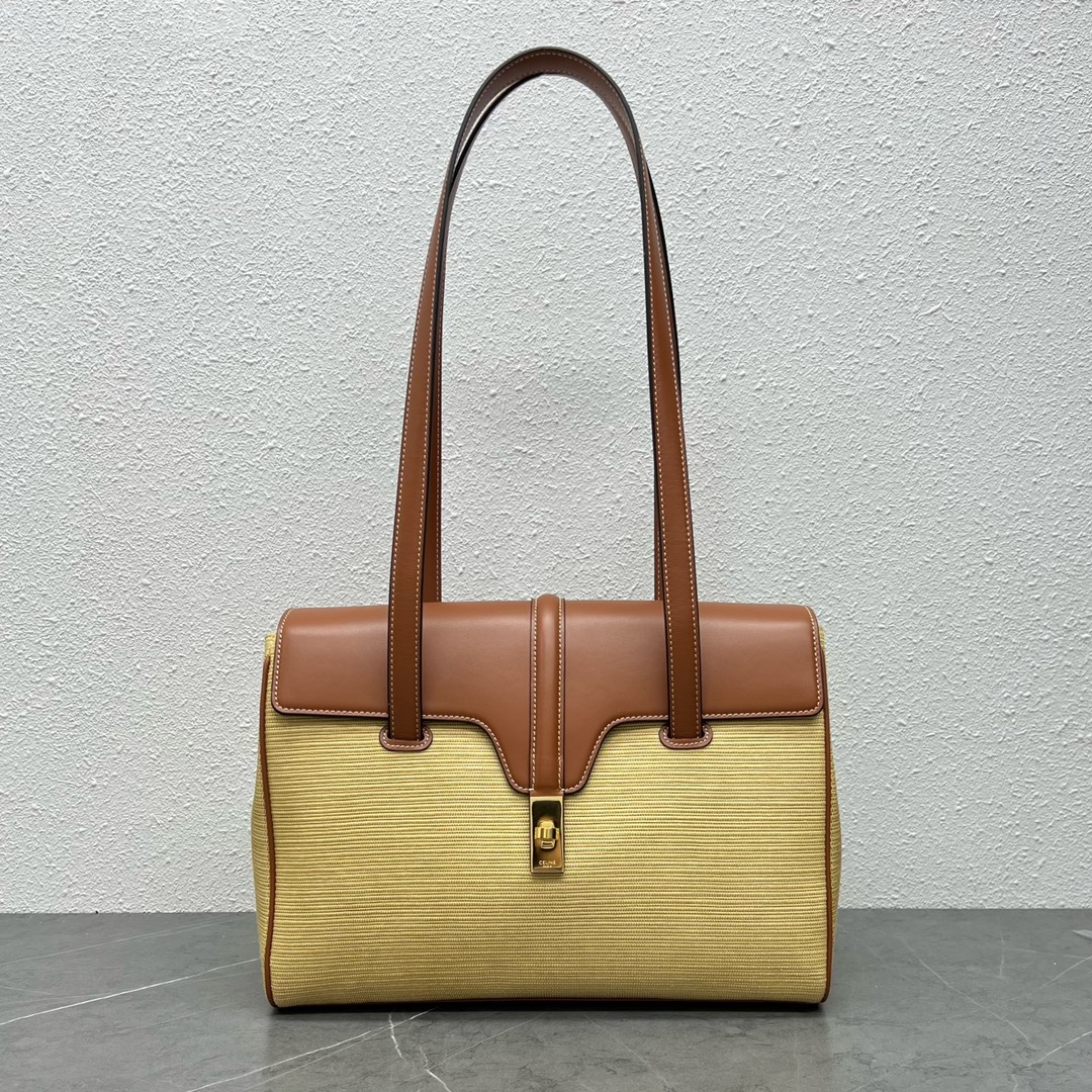 1:1 Replica Celine Medium Soft 16 Bag In Textile Natural / Tan For Women 13in/32cm 195542DSH.02NT