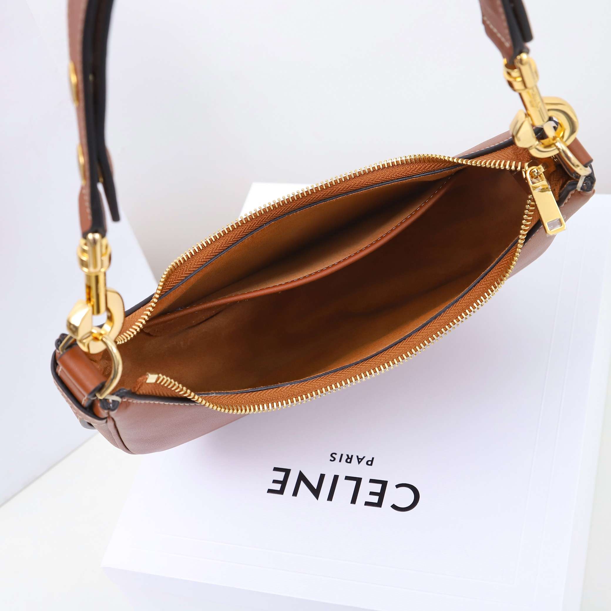 1:1 Replica Celine Medium Strap Ava Bag Black/Brown For Women 9.1in/23cm - Image 17