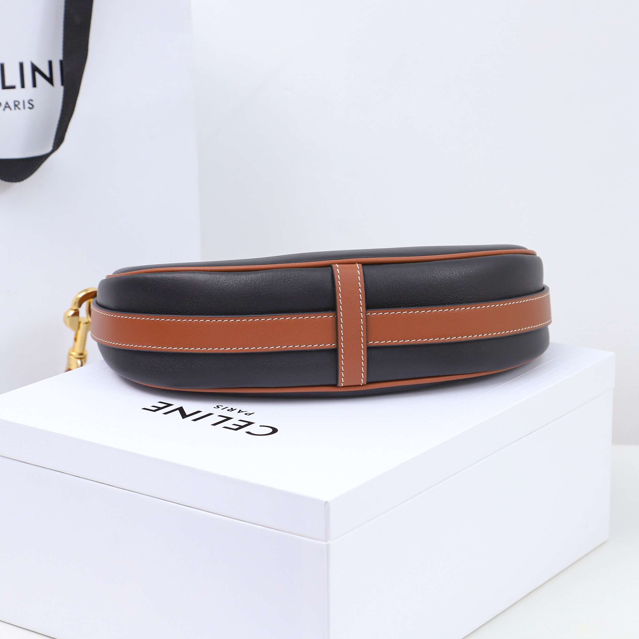 1:1 Replica Celine Medium Strap Ava Bag Black/Brown For Women 9.1in/23cm - Image 10