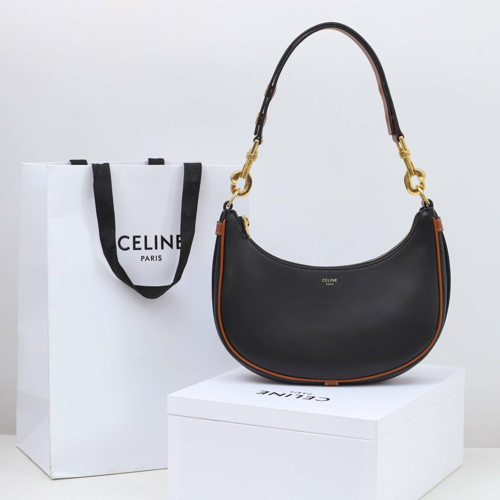 1:1 Replica Celine Medium Strap Ava Bag Black/Brown For Women 9.1in/23cm - Image 20