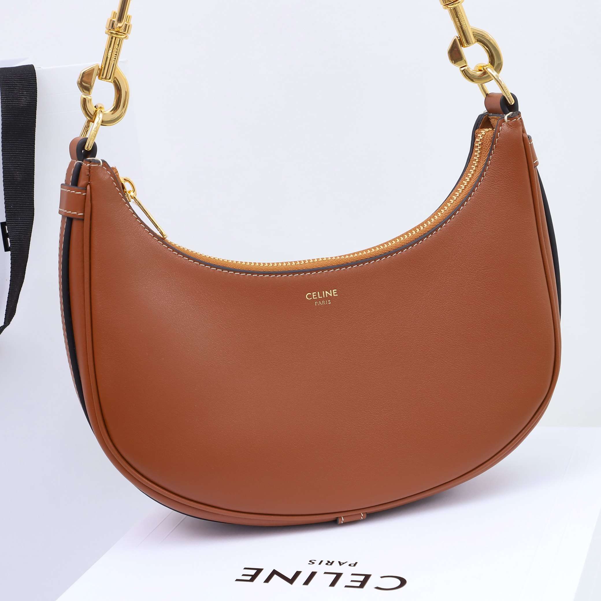 1:1 Replica Celine Medium Strap Ava Bag Black/Brown For Women 9.1in/23cm - Image 14