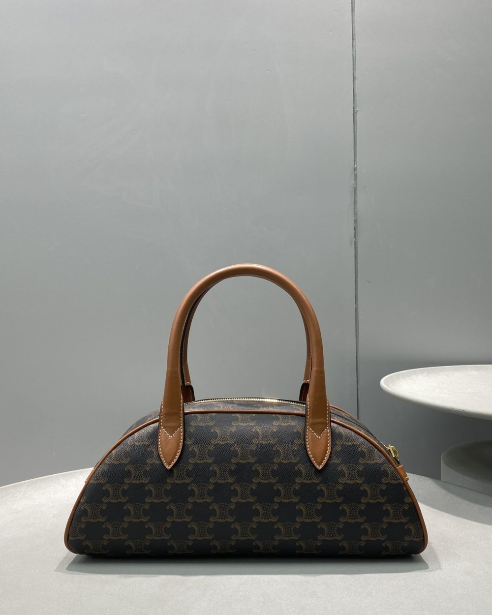 1:1 Replica Celine Medium Teckel In Triomphe Canvas Brown For Women 12in/31cm
