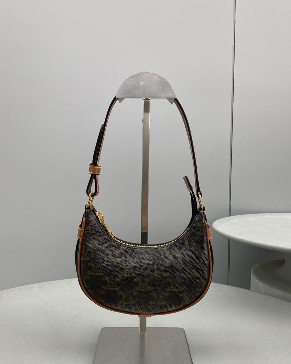 1:1 Replica Celine Mini Ava In Triomphe Canvas Brown For Women 6in/16cm 10I602DS1-04LU