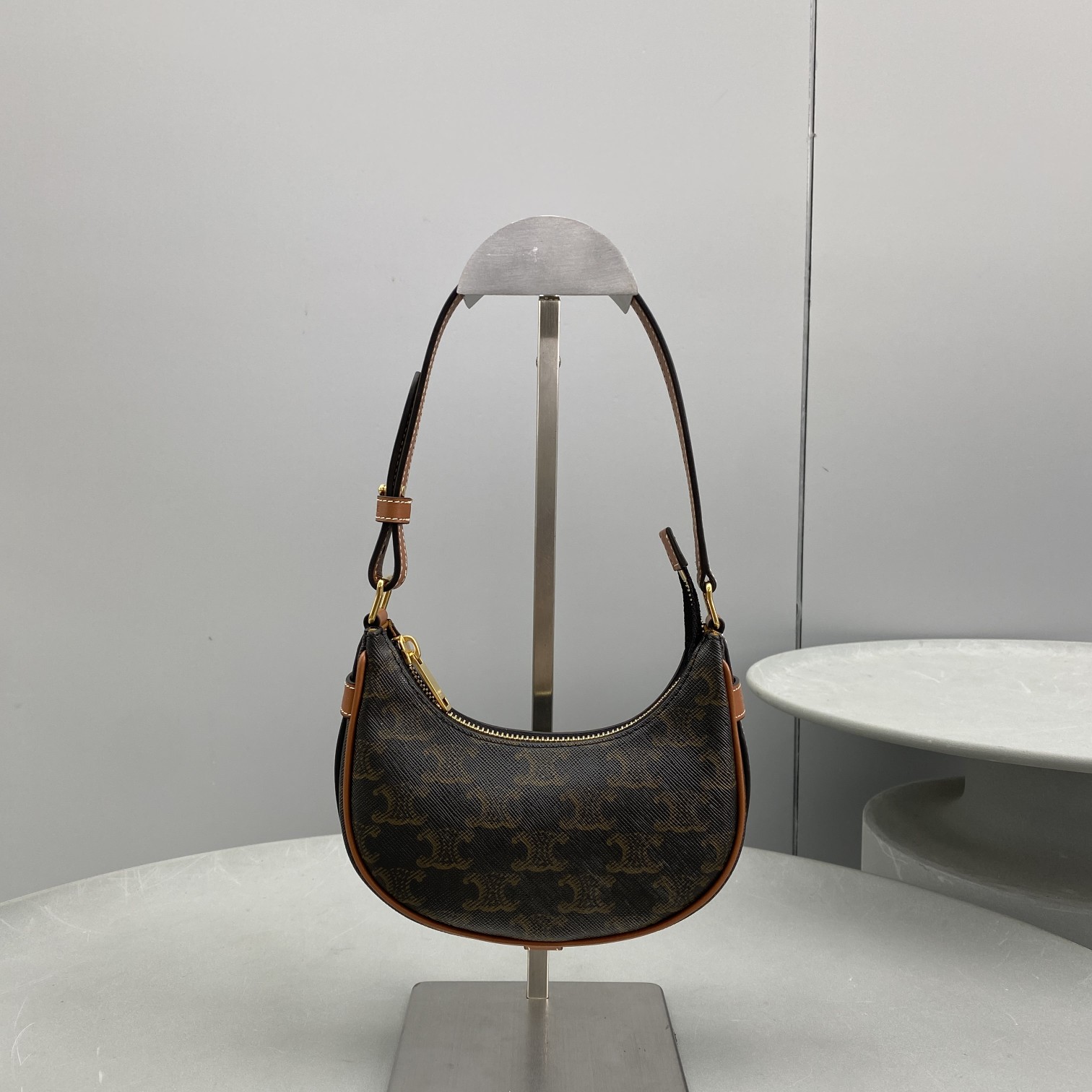 1:1 Replica Celine Mini Ava In Triomphe Canvas Brown For Women 6in/16cm 10I602DS1-04LU