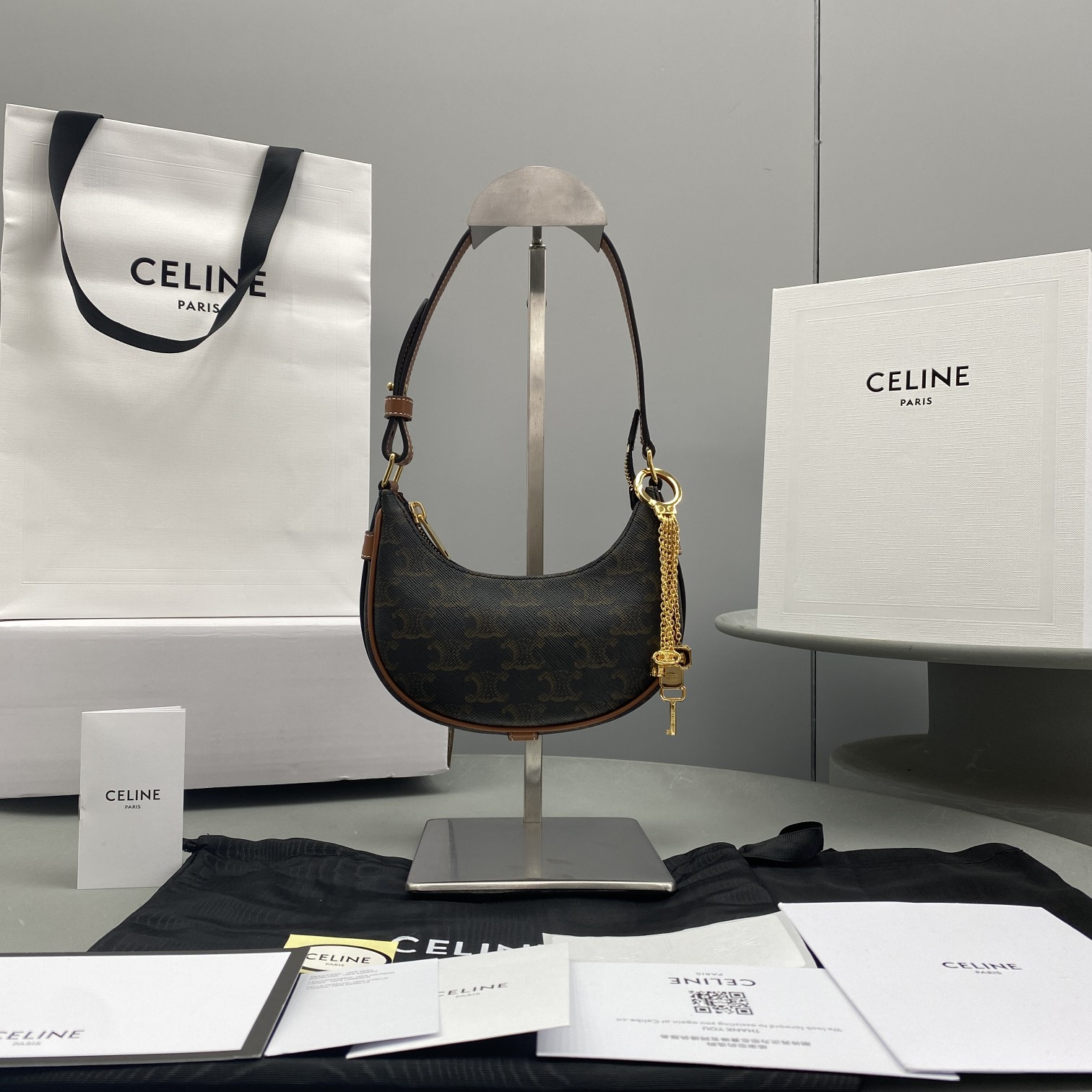 1:1 Replica Celine Mini Ava In Triomphe Canvas Brown For Women 6in/16cm 10I602DS1-04LU - Image 5