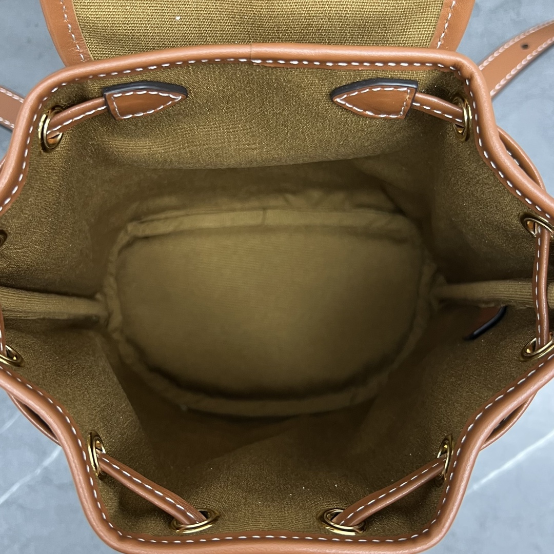 1:1 Replica Celine Mini Backpack Folco In Triomphe Canvas With Triomphe Heart Embroidery Brown For Women 8in/20cm 197662EF3.04LU - Image 6
