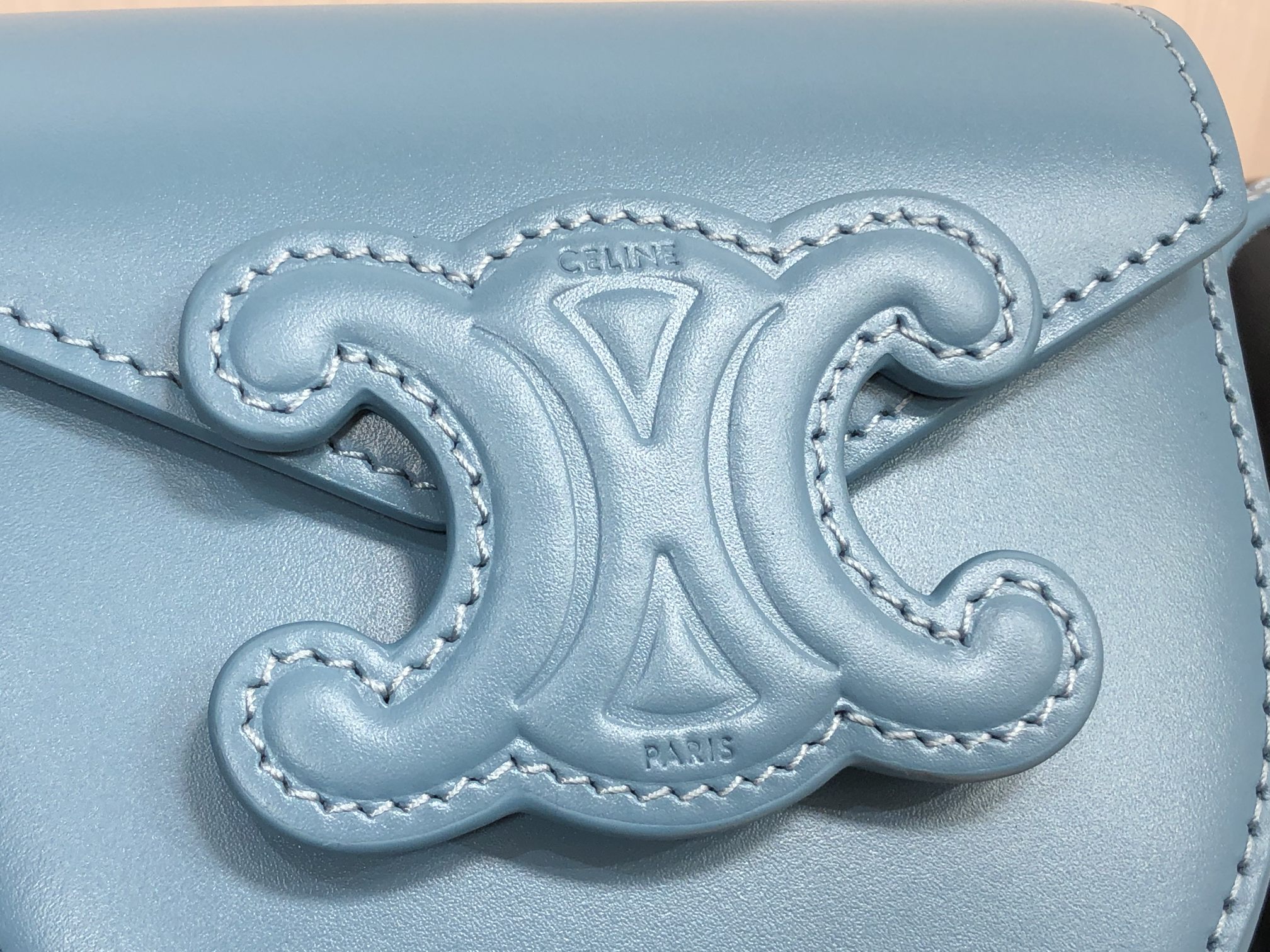1:1 Replica Celine Mini Besace Cuir Triomphe Demin For Women 4in/11cm 10J303DPQ.07DD - Image 7