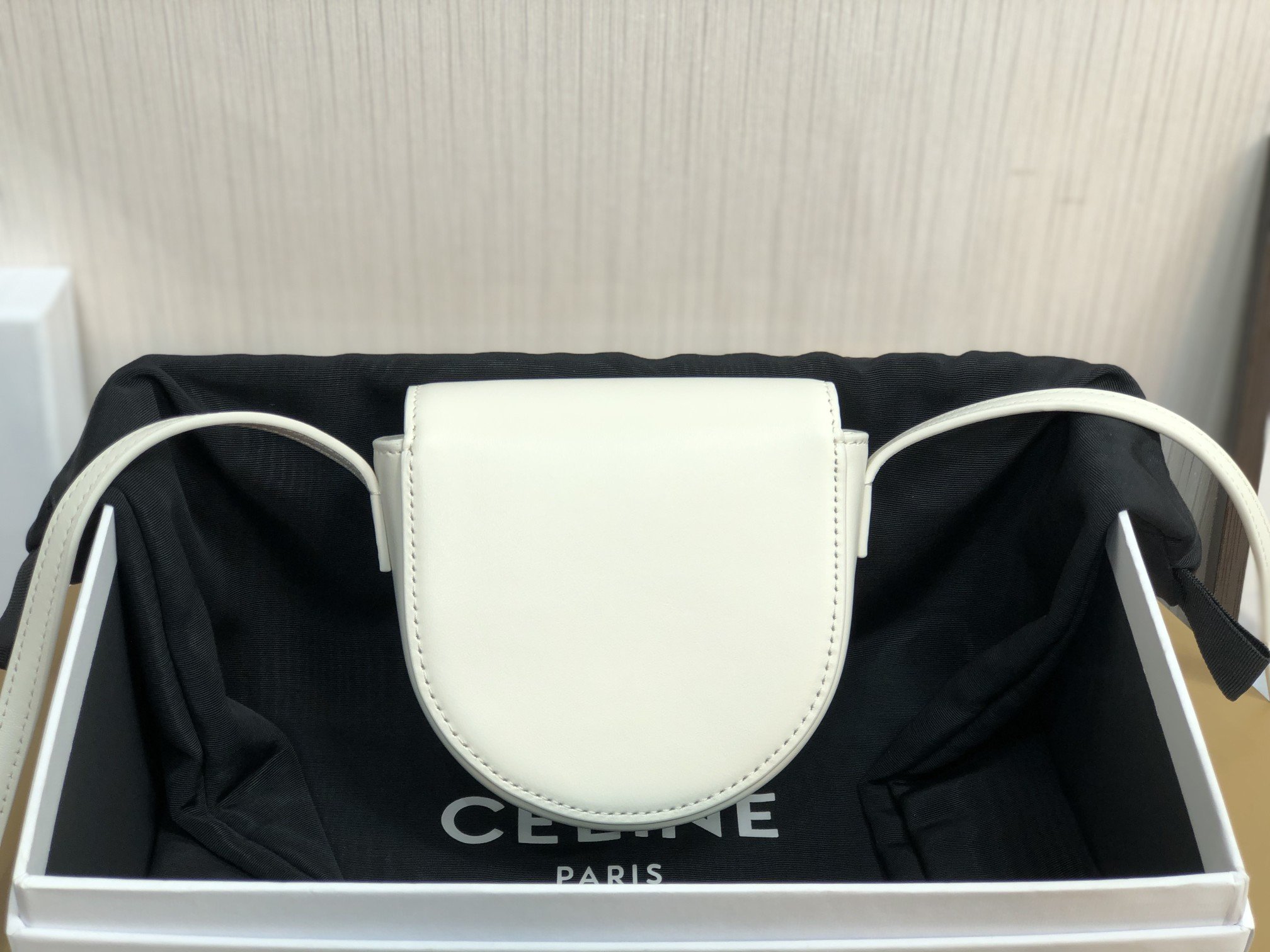 1:1 Replica Celine Mini Besace Cuir Triomphe White For Women 4in/11cm 10J303DPQ.01BC - Image 6