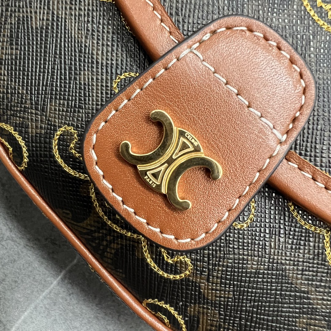 1:1 Replica Celine Mini Besace In Triomphe Canvas With Triomphe Heart Embroidery Brown For Women 6in/15cm 196702ECK.04LU - Image 6