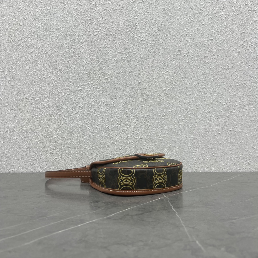 1:1 Replica Celine Mini Besace In Triomphe Canvas With Triomphe Heart Embroidery Brown For Women 6in/15cm 196702ECK.04LU - Image 3