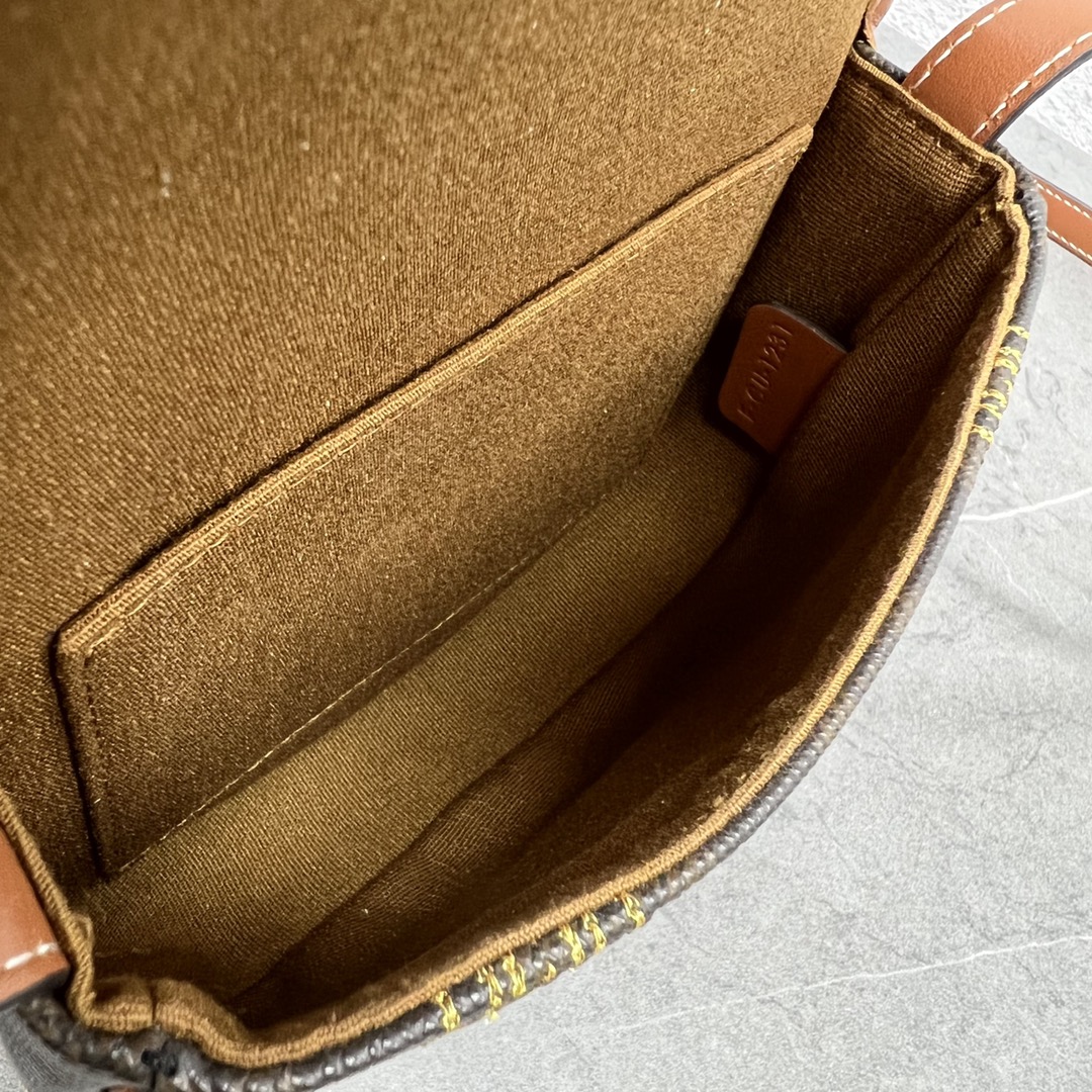 1:1 Replica Celine Mini Besace In Triomphe Canvas With Triomphe Heart Embroidery Brown For Women 6in/15cm 196702ECK.04LU - Image 7