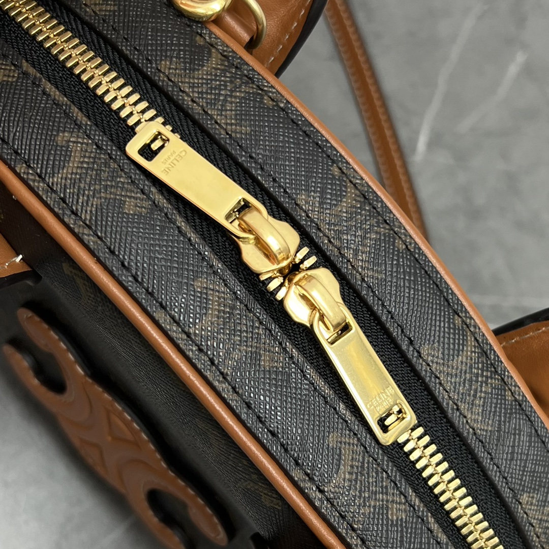 1:1 Replica Celine Mini Bowling Bag In Triomphe Canvas Tan For Women 8in/20cm 110462EKX.04LU - Image 4