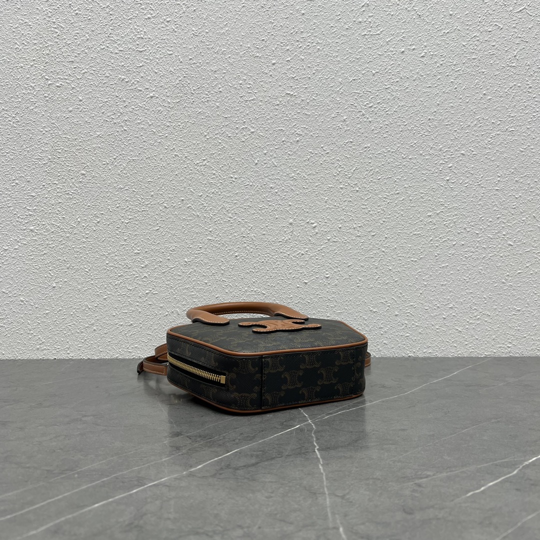 1:1 Replica Celine Mini Bowling Bag In Triomphe Canvas Tan For Women 8in/20cm 110462EKX.04LU - Image 2