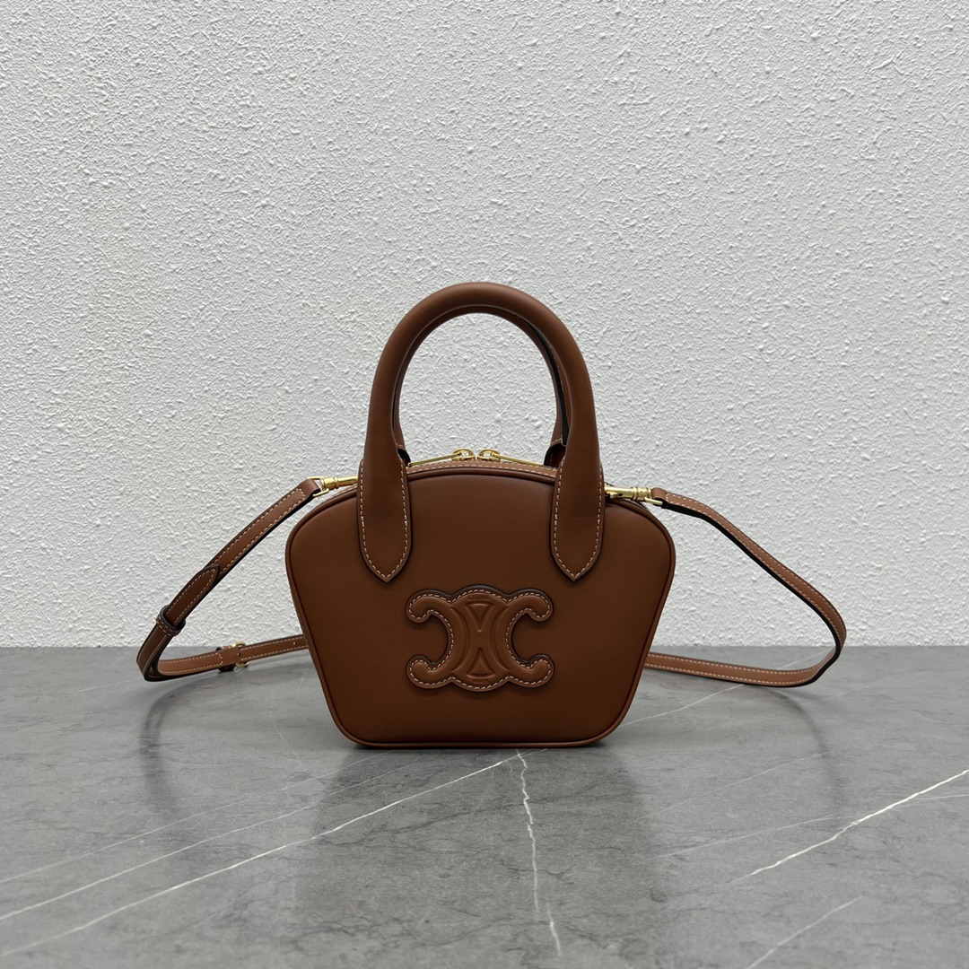 1:1 Replica Celine Mini Bowling Bag Tan For Women 8in/20cm