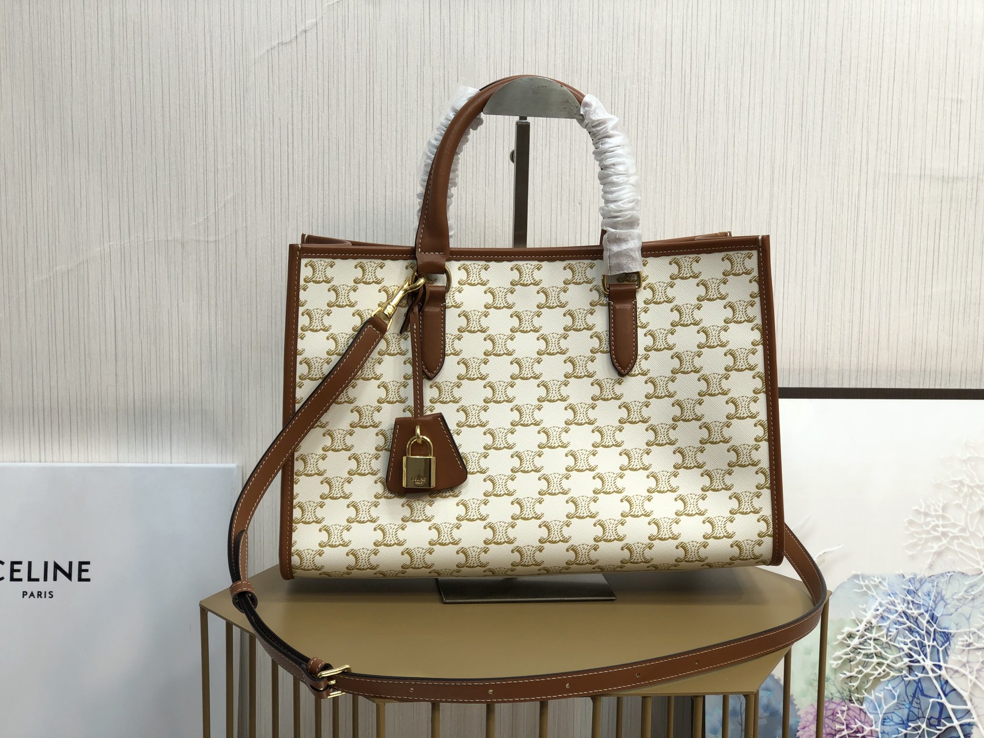 1:1 Replica Celine Mini Horizontal Cabas In Triomphe Canvas White For Women 14in/35cm 199742BZJ.01BC