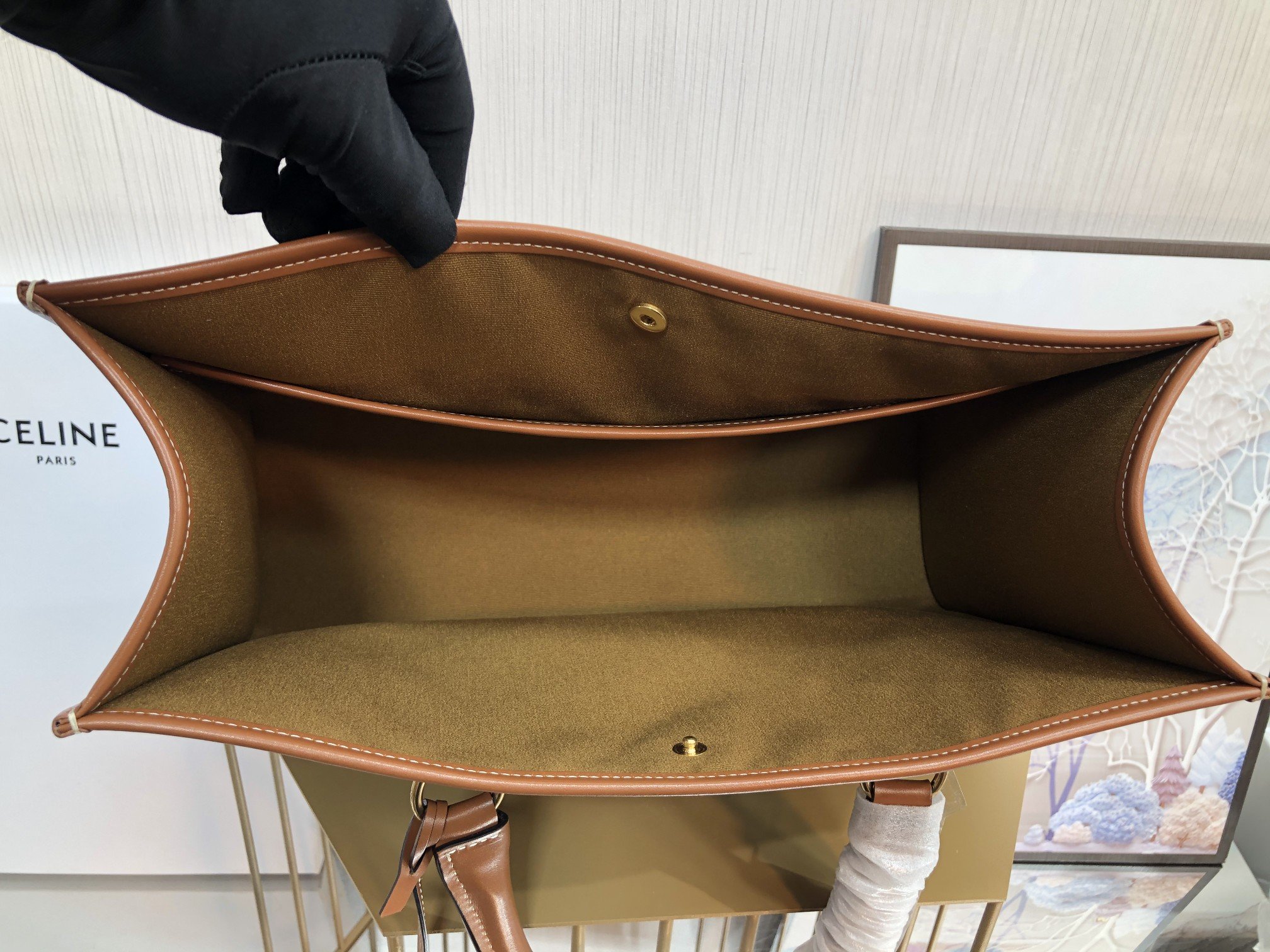 1:1 Replica Celine Mini Horizontal Cabas In Triomphe Canvas White For Women 14in/35cm 199742BZJ.01BC - Image 7