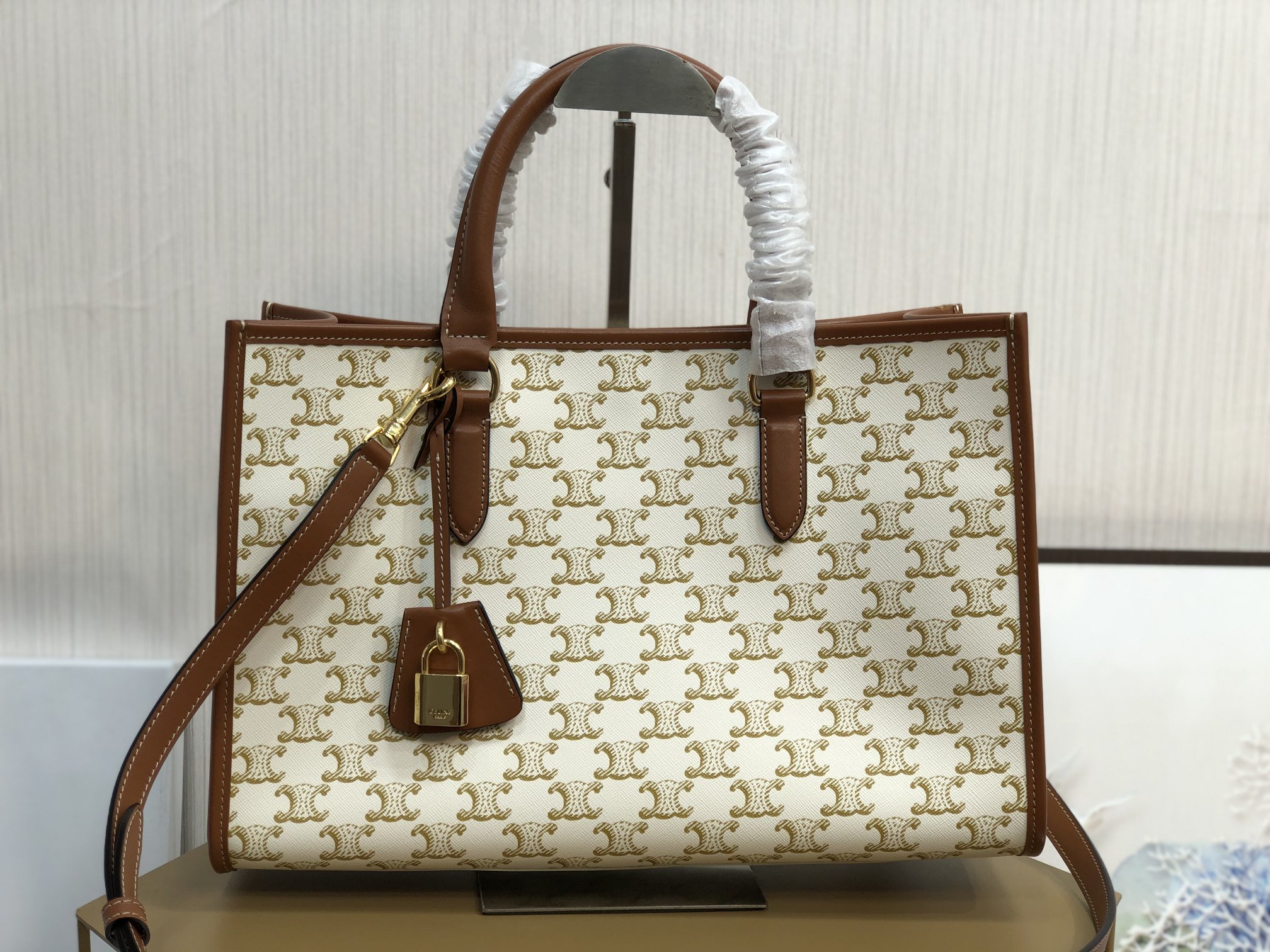 1:1 Replica Celine Mini Horizontal Cabas In Triomphe Canvas White For Women 14in/35cm 199742BZJ.01BC - Image 5