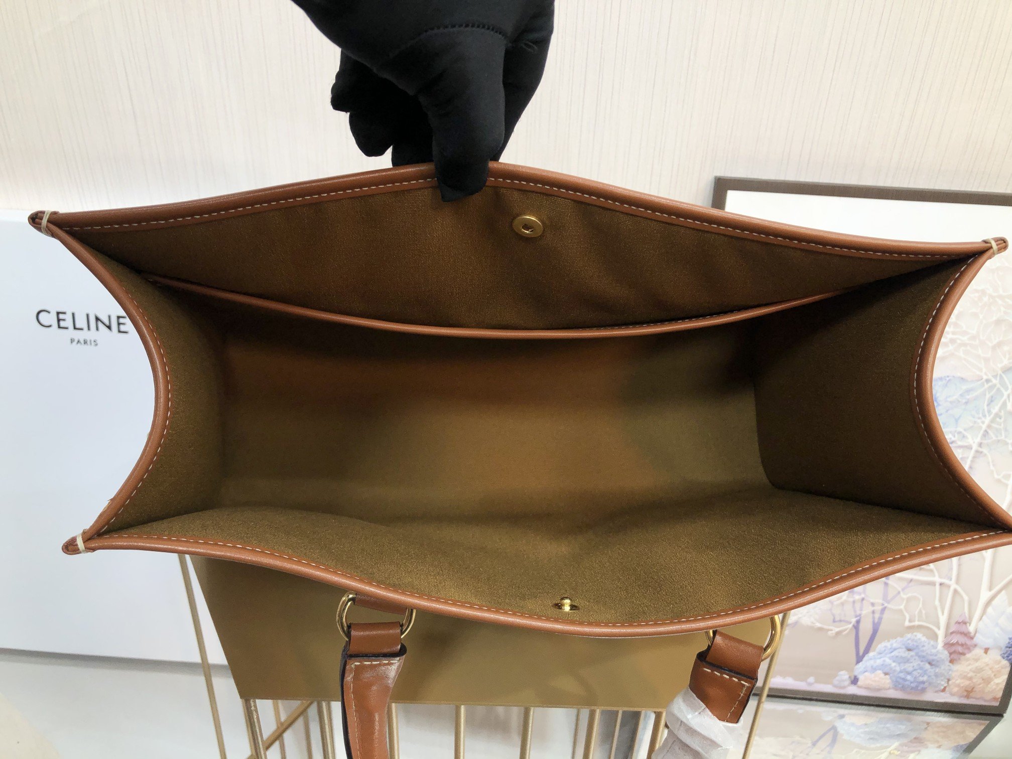 1:1 Replica Celine Mini Horizontal Cabas In Triomphe Canvas White For Women 14in/35cm 199742BZJ.01BC - Image 6