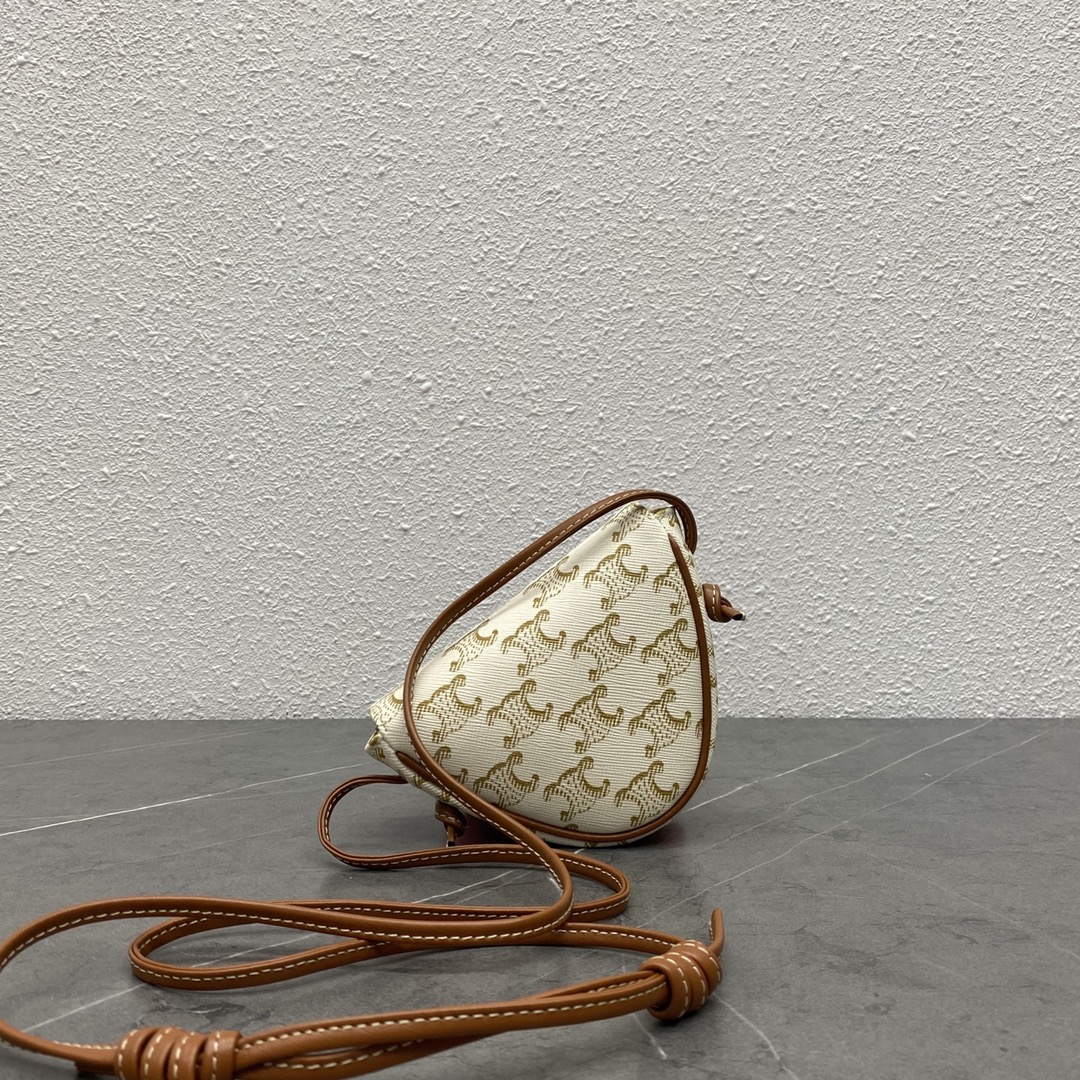 1:1 Replica Celine Mini Triangle In Triomphe Canvas With Celine Print White For Women 8in/21cm - Image 9