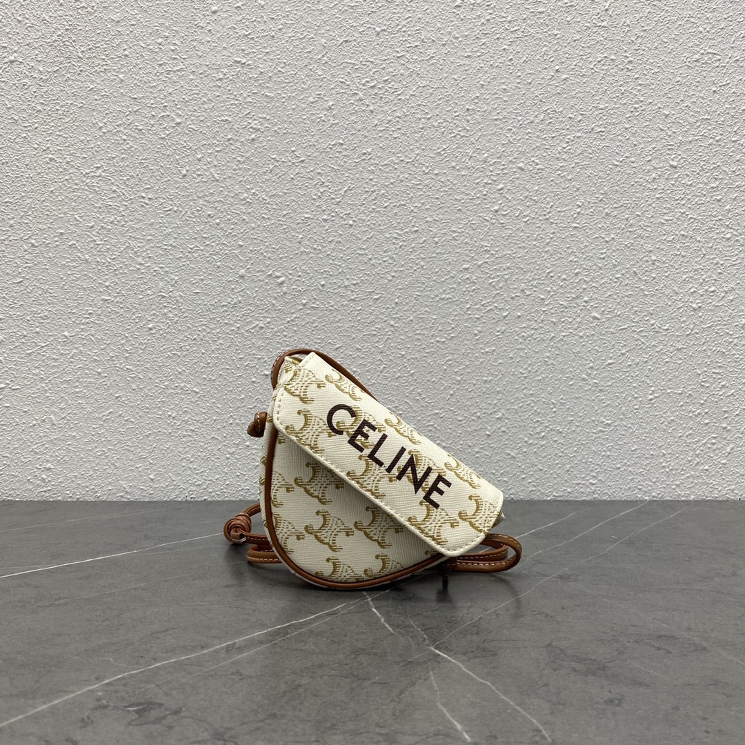 1:1 Replica Celine Mini Triangle In Triomphe Canvas With Celine Print White For Women 8in/21cm