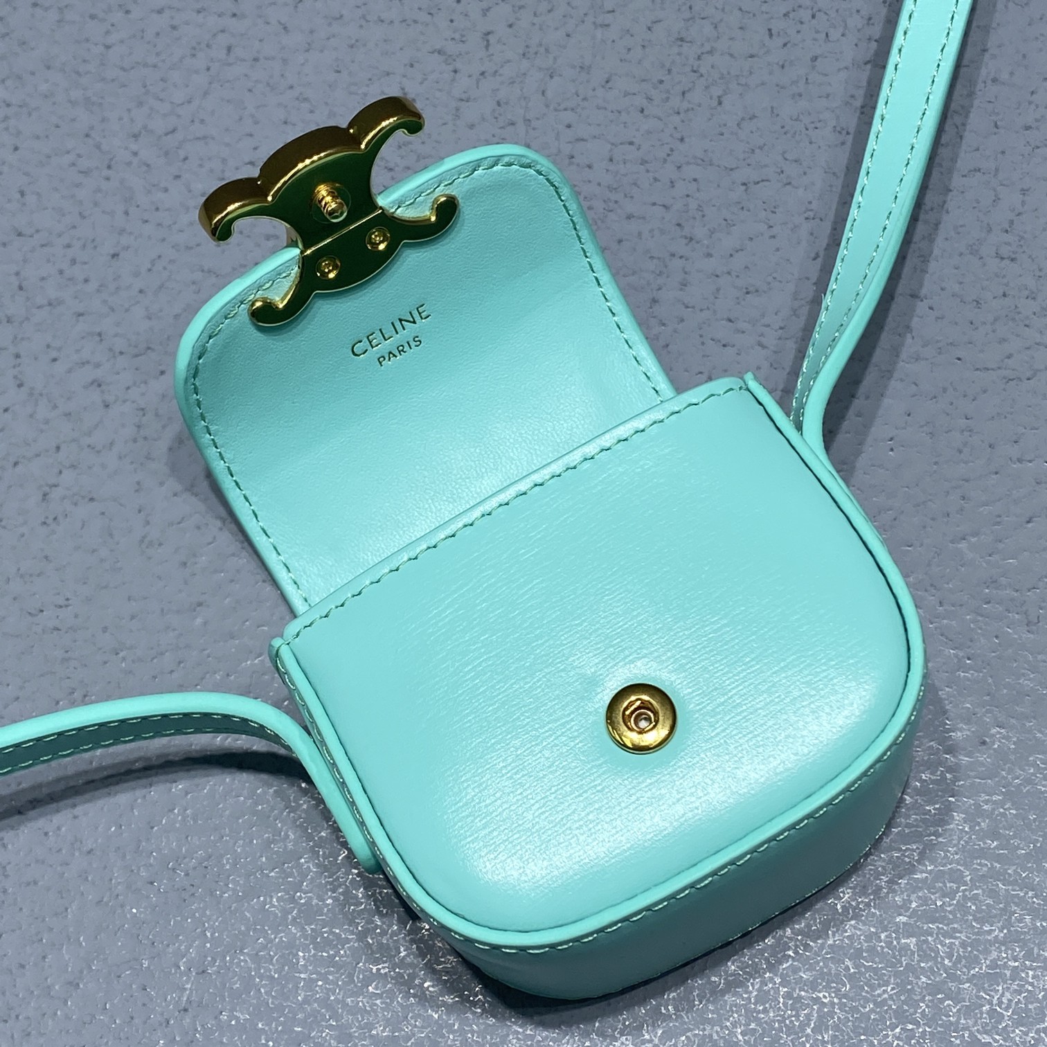 1:1 Replica Celine Mini Triomphe Ice Mint For Women 4in/11cm 10I513DPV.29IM - Image 8