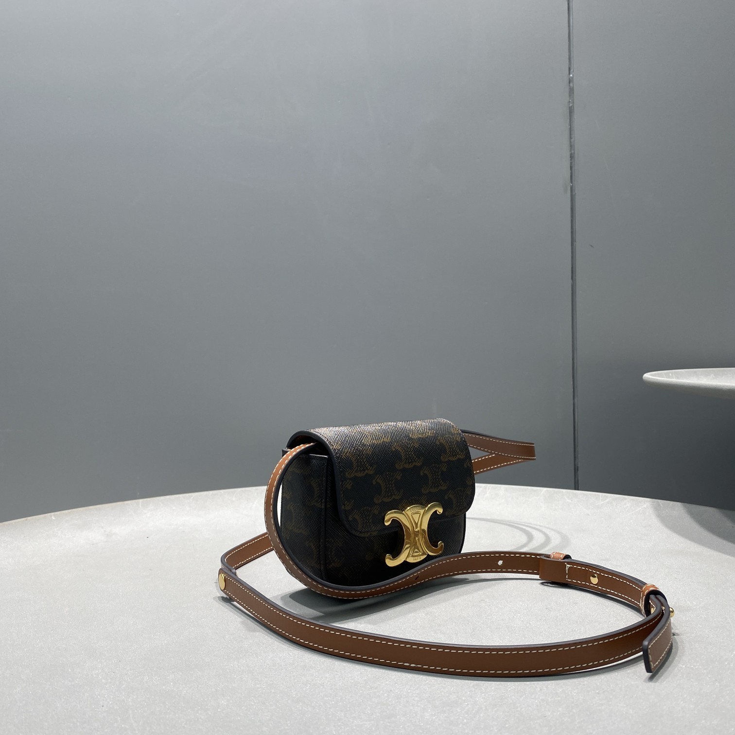 1:1 Replica Celine Mini Triomphe In Triomphe Canvas Tan For Women 4in/11cm 10I512DQB.04LU - Image 4