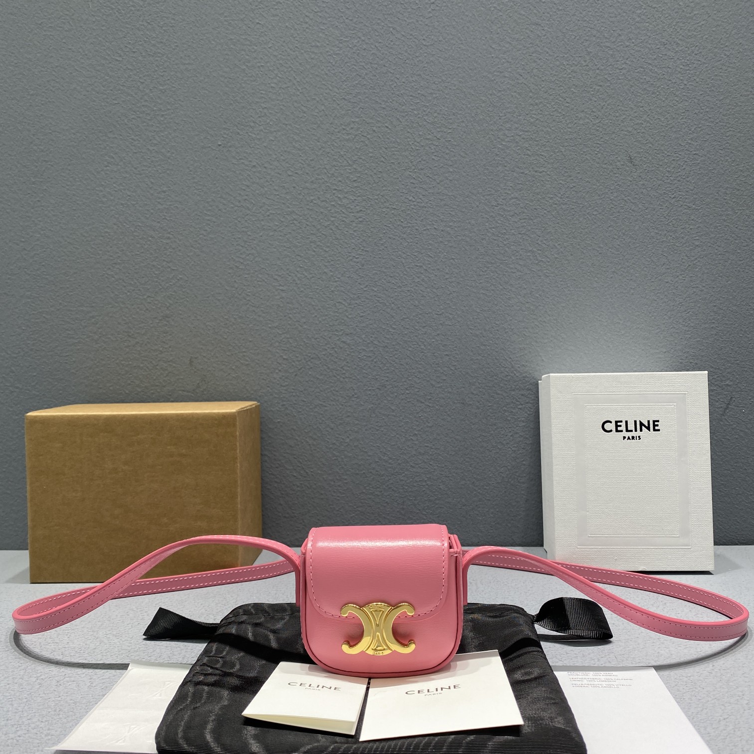 1:1 Replica Celine Mini Triomphe Pink For Women 4in/11cm