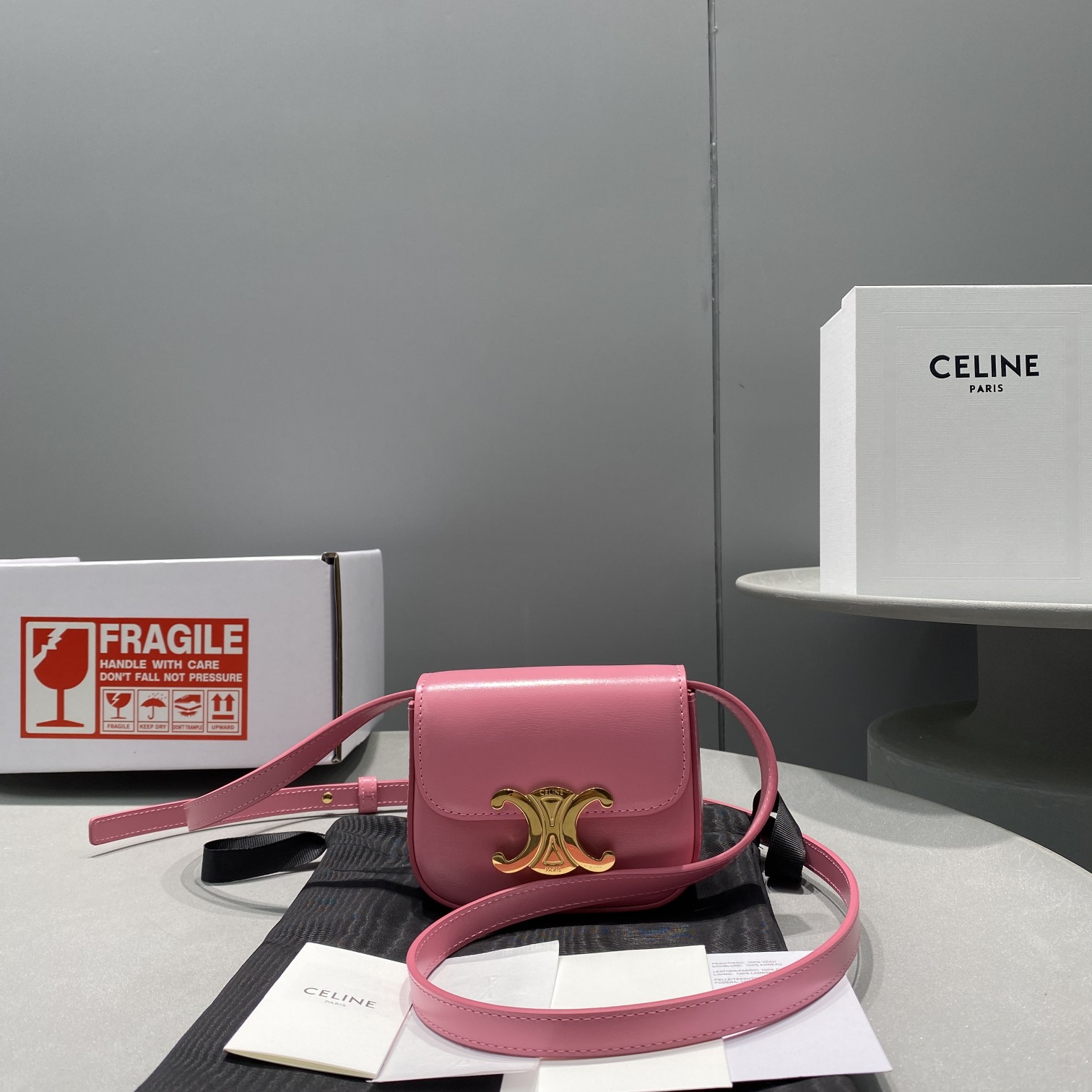 1:1 Replica Celine Mini Triomphe Pink For Women 4in/11cm