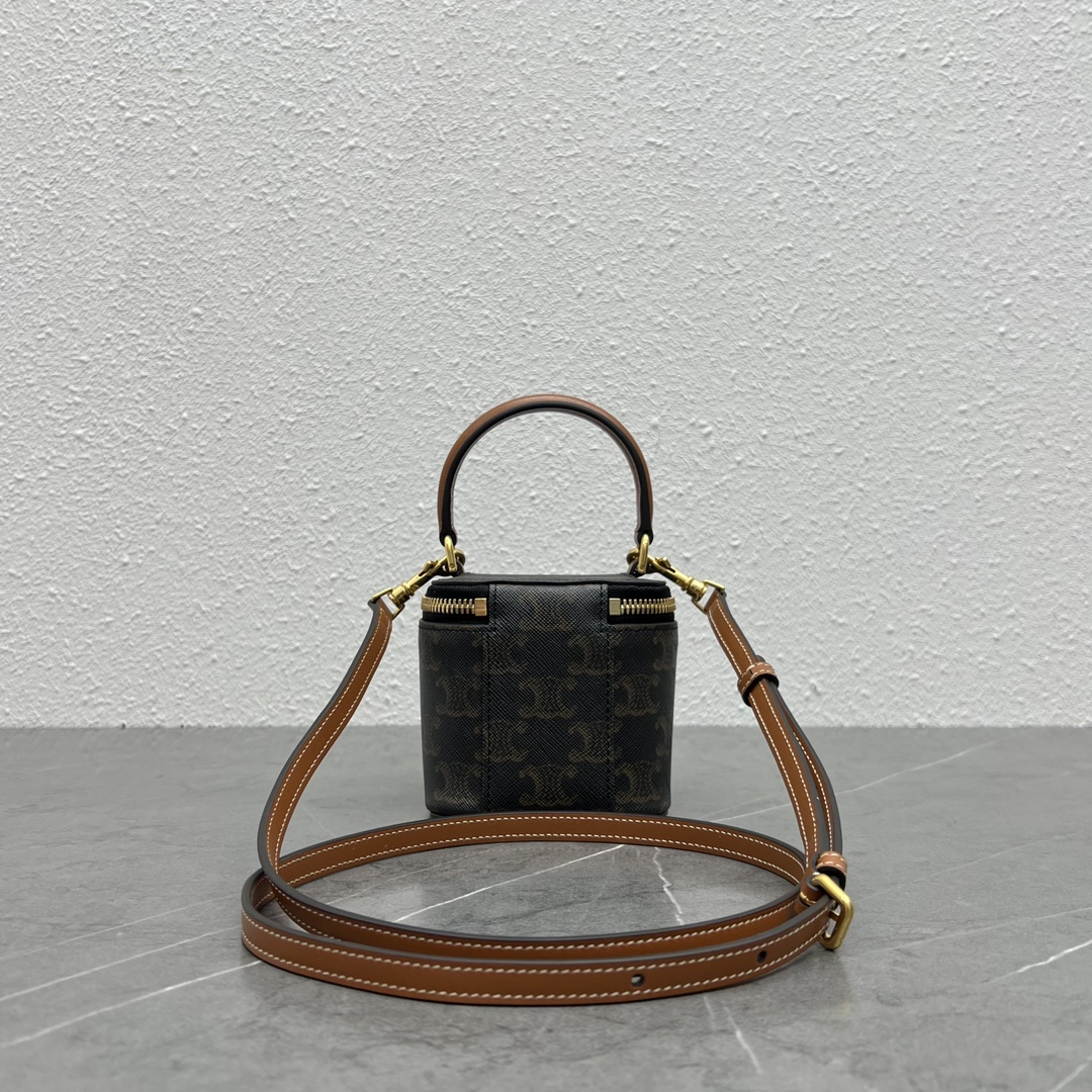1:1 Replica Celine Mini Vanity Case In Triomphe Canvas Tan For Women 4in/9cm 10J762CZ1.04LU - Image 6