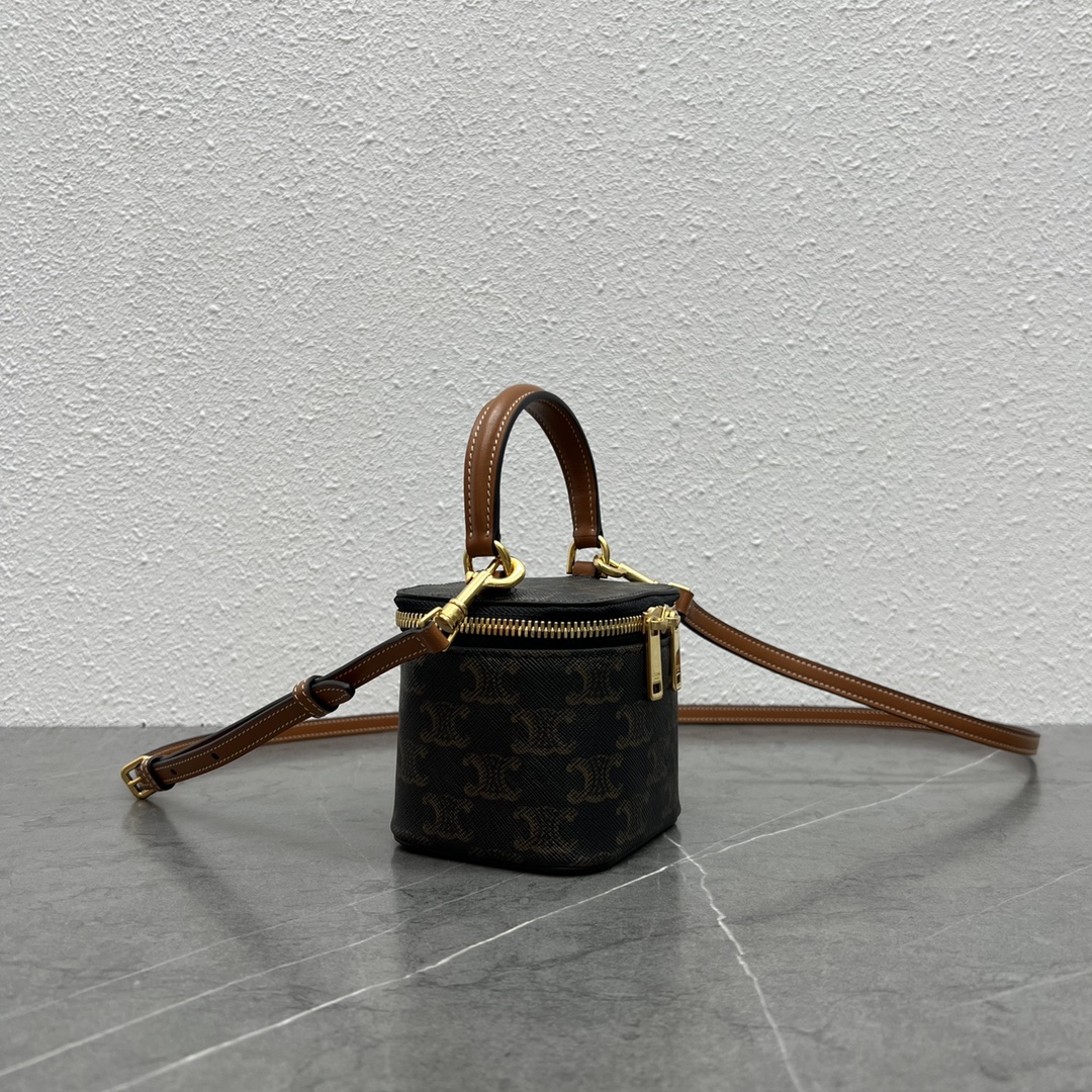 1:1 Replica Celine Mini Vanity Case In Triomphe Canvas Tan For Women 4in/9cm 10J762CZ1.04LU - Image 2