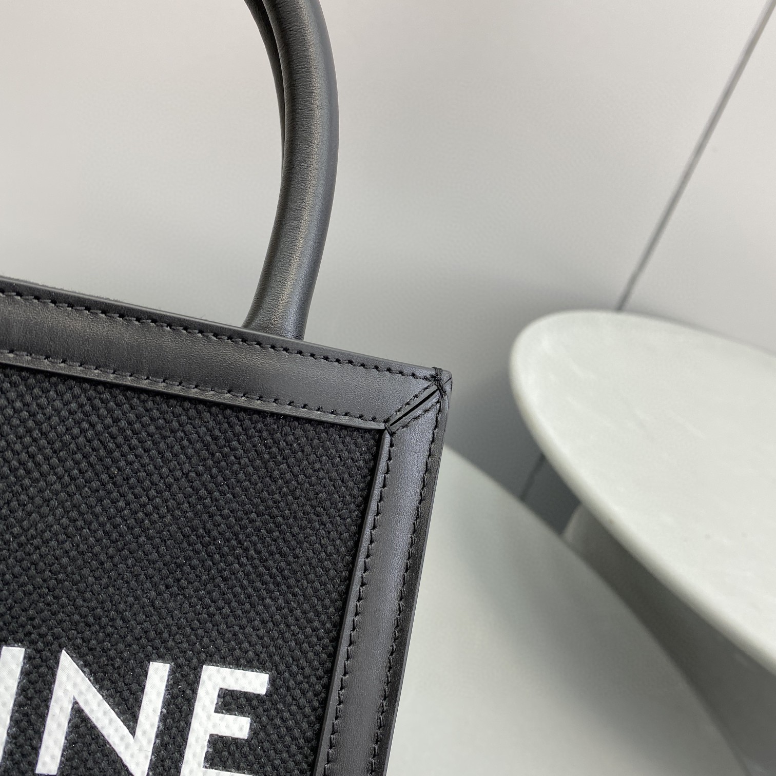 1:1 Replica Celine Mini Vertical Cabas Celine In Textile With Celine Print Black For Women 8in/20cm - Image 4