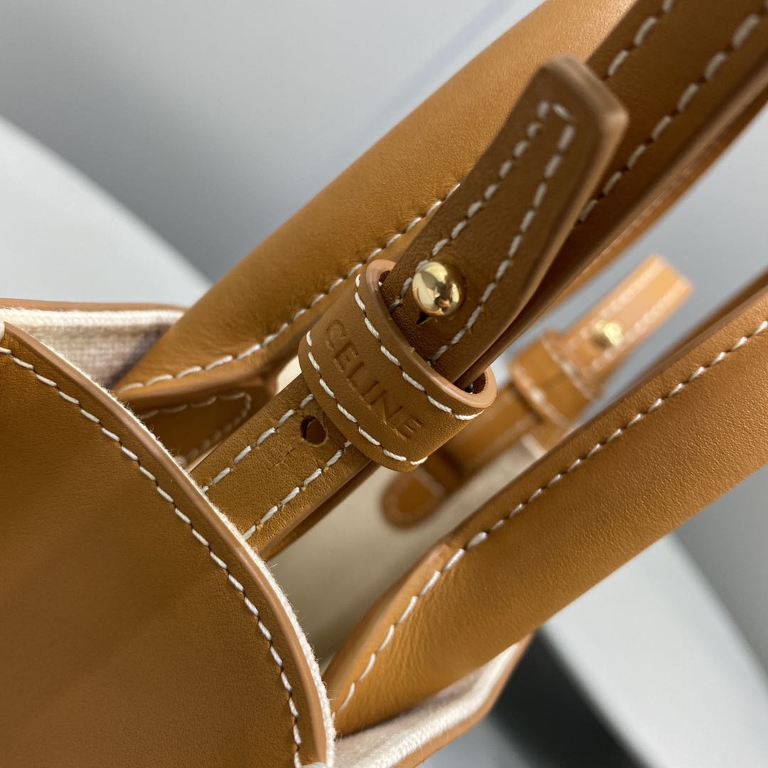 1:1 Replica Celine Mini Vertical Cabas Celine In Textile With Celine Print White/Brown For Women 8in/20cm 193302BNZ.02NT - Image 5