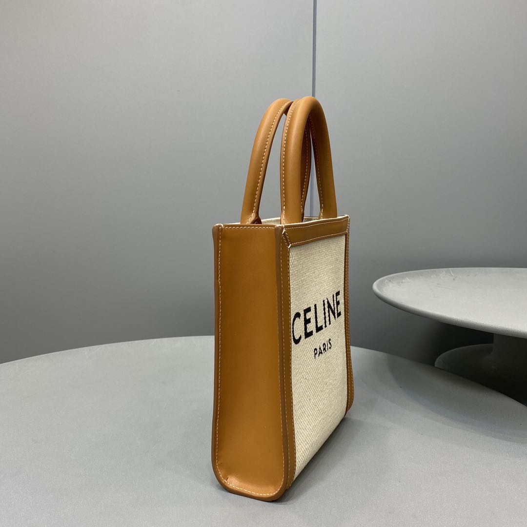 1:1 Replica Celine Mini Vertical Cabas Celine In Textile With Celine Print White/Brown For Women 8in/20cm 193302BNZ.02NT - Image 7