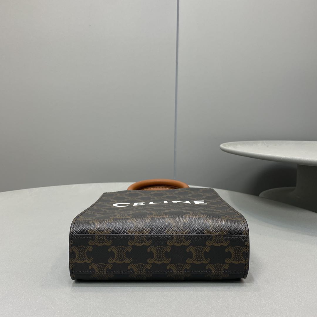 1:1 Replica Celine Mini Vertical Cabas In Triomphe Canvas Brown For Women 7.2in/18cm 194372BZK.04LU - Image 6