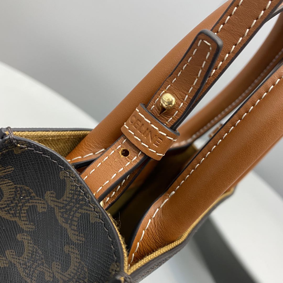 1:1 Replica Celine Mini Vertical Cabas In Triomphe Canvas Brown For Women 7.2in/18cm 194372BZK.04LU - Image 2