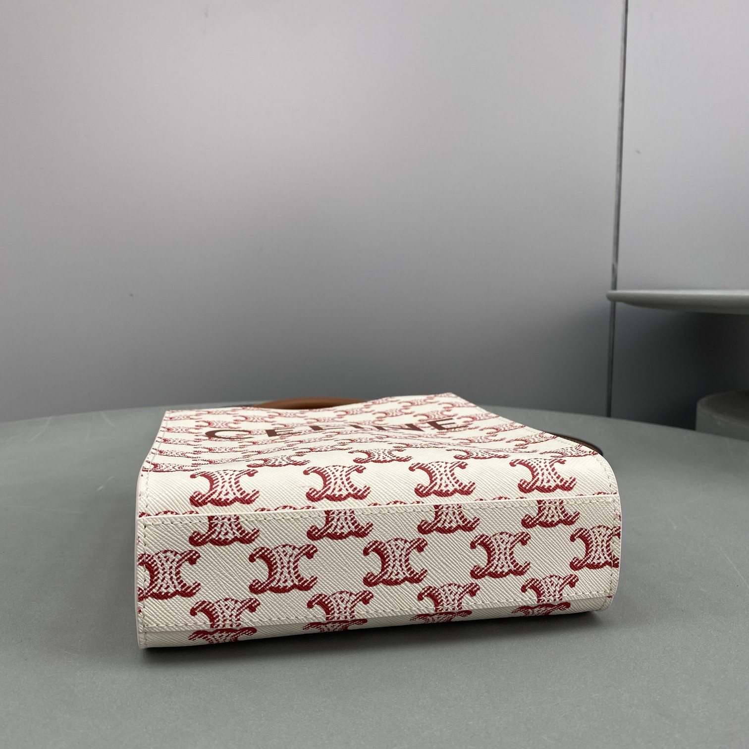 1:1 Replica Celine Mini Vertical Cabas In Triomphe Canvas Red For Women 7.2in/18cm - Image 5