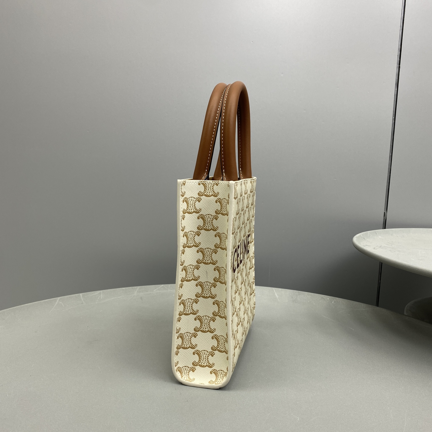 1:1 Replica Celine Mini Vertical Cabas In Triomphe Canvas White For Women 7.2in/18cm 194372BZK.01BC - Image 2