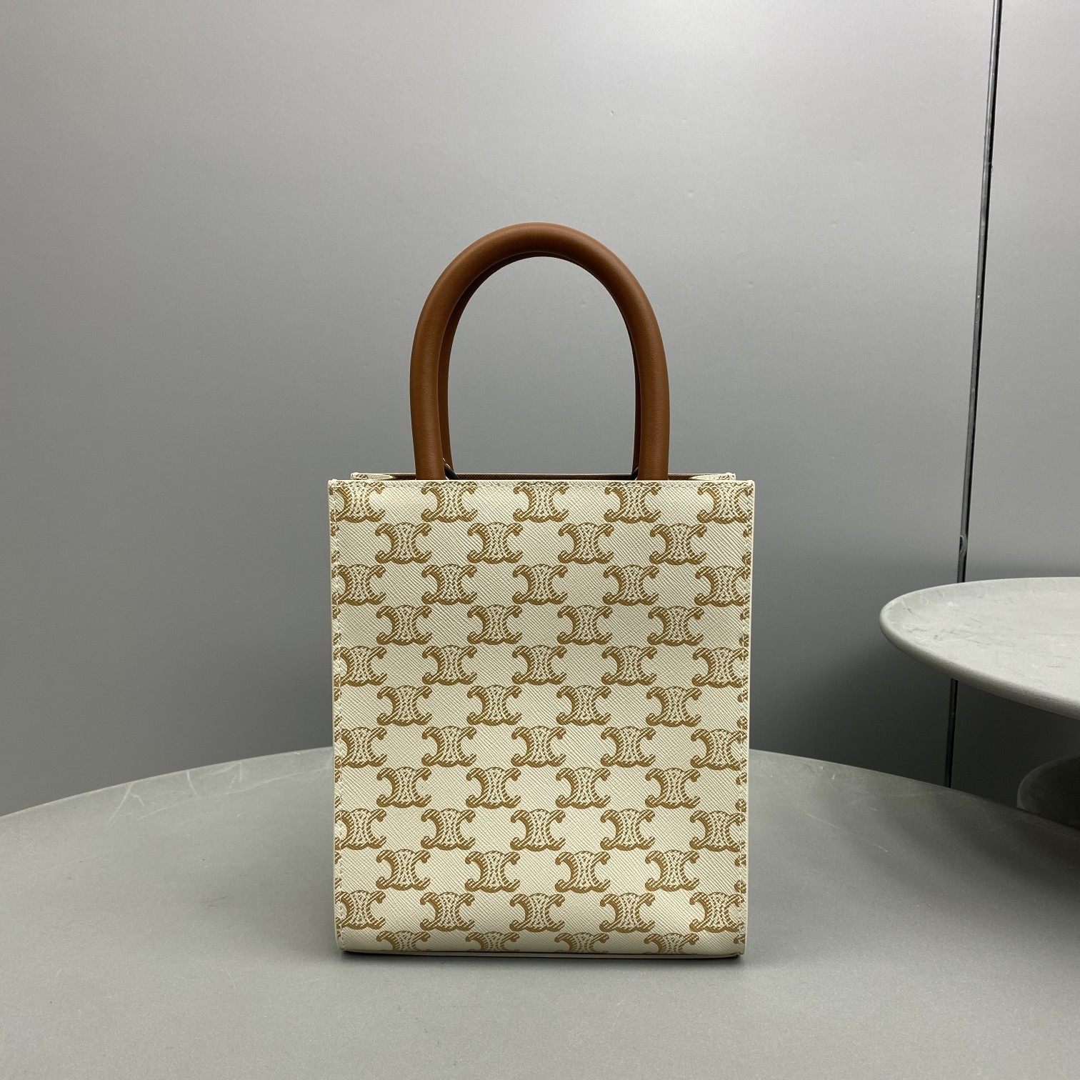 1:1 Replica Celine Mini Vertical Cabas In Triomphe Canvas White For Women 7.2in/18cm 194372BZK.01BC - Image 7